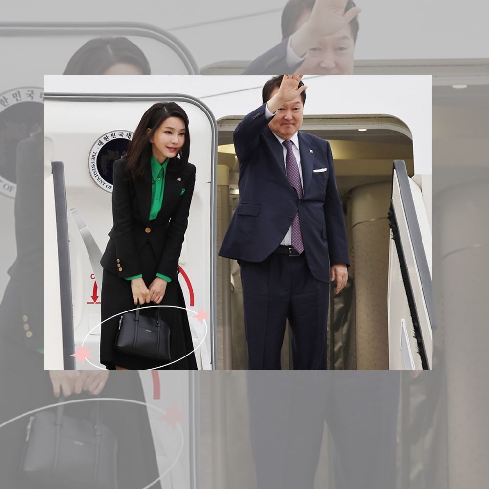 Ibu Negara Korea Selatan membawa tas kulit apel Marhen J
